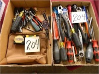 (2) Flats of Misc. Screwdrivers, Wire Cutters,