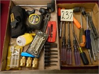 (2) Flats of Screwdrivers, Socket Set, Wrenches &