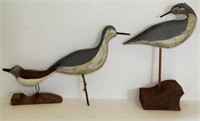 Lot #3343 - (2) hand carved shorebirds signed