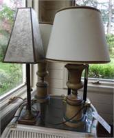 Lot #3366 - Pair of painted font table lamps,