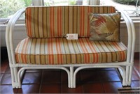 Lot #3369 - White Rattan bentwood settee with
