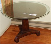Lot #3400 - Antique Walnut lamp table with glass