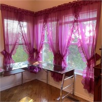3 Pair Priscilla fuchsia Colored Curtains