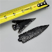Two Obsidian Arrowheads