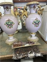 Pair Of Ceramic Urns, Dragon Embellished, Dragon's