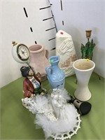 Misc Ceramic, China Pieces, Vases, Clown Clock Scu