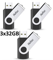 3-PK Netac 32GB Flash Drive, USB 2.0 USB Drive