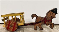 Vintage Wooden Horse and Cart Toy