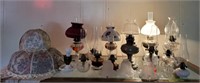 Large Lot of Lamps, Oil Lamps & Shades