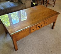 Oak Glass Top Coffee Table