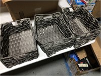 Woven Gray Baskets, Metal Frame