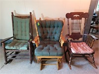 Lot of 3 Vintage Rocking Chairs