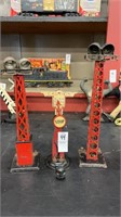 Model Railroad Caution Sign and Light Towers