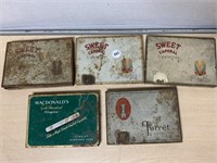5 Vintage Cigarette Tins