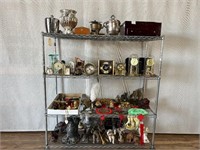 Assorted Clocks, Ice Bucket, Figurines, Decor