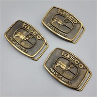 Three Vintage BTS Brass Tasco Belt Buckles