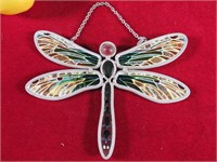 Hanging Stained Glass Dragonfly 6" Long