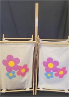 2 Wooden Hampers with Flowers on them