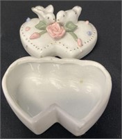 Heart Love Doves Ceramic Container