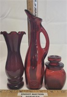 Red Glass Set of 3