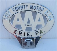 Erie County Motor Club AAA Erie PA Plate Badge.