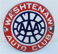 Porcelain AAA Washtenaw Auto Club Plaque.