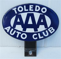 Porcelain AAA Toledo Auto Club Plate Badge.