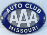 AAA Auto Club of Missouri porcelain Plaque.