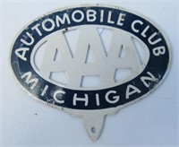 AAA Auto Club of Michigan Plate Badge. Measures 4