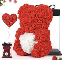 New Rose Teddy Bear -10 Inches -Over 300+ Flowers