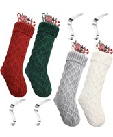 New 4 Pieces 18 Inch Knit Christmas Stocking Xmas