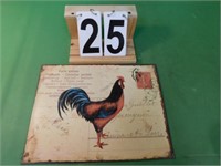 Metal Rooster Sign 10" X 14"
