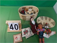 Woven Basket W/ Hand Made Holiday Decor