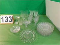 Assorted Clear Glass Dishes W/ Glasses