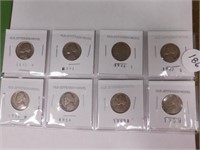 8 Old Jefferson Nickels 1940 P - 1941 - 1946 S -