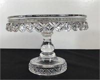 PRESSED GLASS PEDESTAL CAKE PLATE