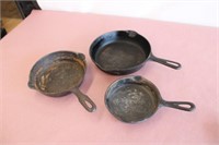 8" Griswald & 2 other cast-iron fry pans