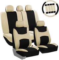 Automotive Seat Covers Beige Black Universal Fit