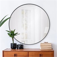 Renwil Cori Black Round Wall Mirror - Large