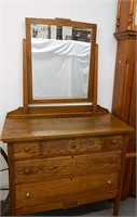 Antique Oak Dresser W/ Mirror 40"W x 20"D x 36"H
