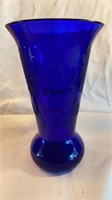 Tall Blue Glass Vase 12”