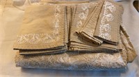 Beige Hand Embroidered Table Cloth & Napkins