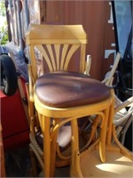 12 wood with brown seat chairs