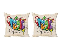 16" x 16" Ambesonne Music Throw Pillow Cover 2-PK