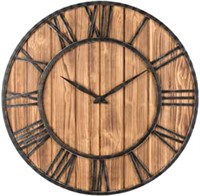 Oldtown Farmhouse Metal & Solid Wood Wall Clock
