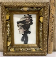 STUNNING antique frame w/ print - Victorian woman