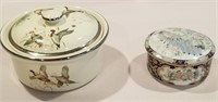 small Hall's dish & peacock porcelain trinket