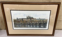 Artist signed etching - European city along the