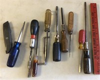 Group of screwdrivers, box cutter
