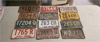 12 Ohio license plates- 1934, 1937, 1964- 67,